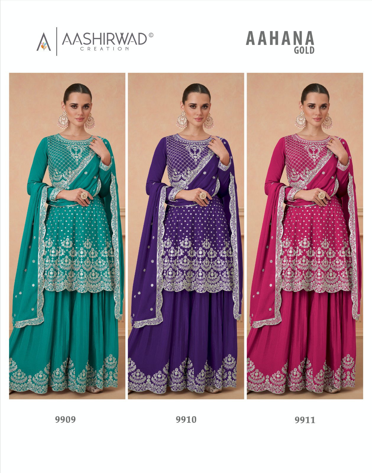 Aahana Gold By Aashirwad Gulkand Chinon Silk Wedding Salwar Suits Wholesale Market In Surat
